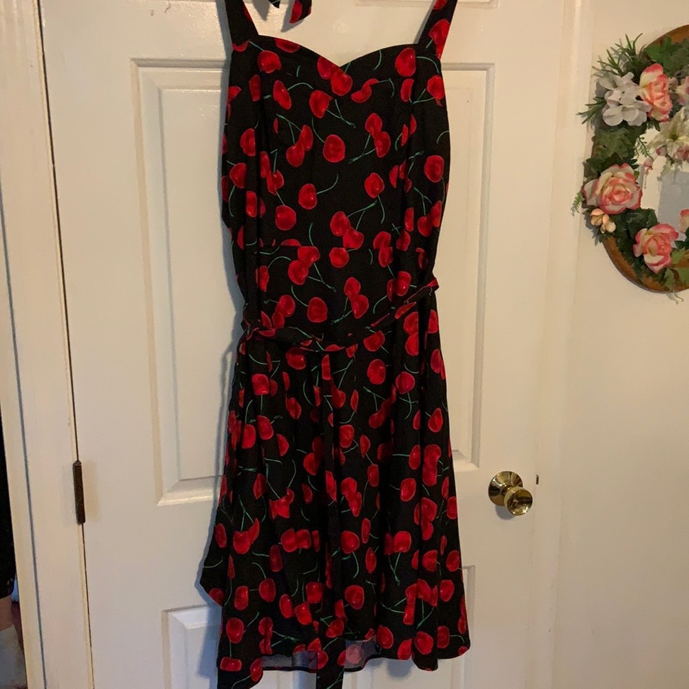 Topdress Cherry Pinup Style Vintage Retro Halter Dress PLUS